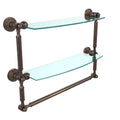 Two Tiered Glass Shelf with Towel Bar - Venetian Bronze - 18 inch U983