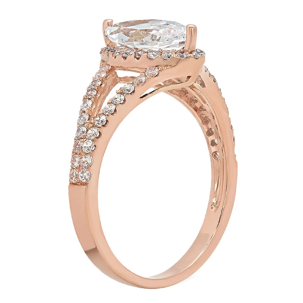 18K Rose Gold Halo Diamond Engagement Ring S6248