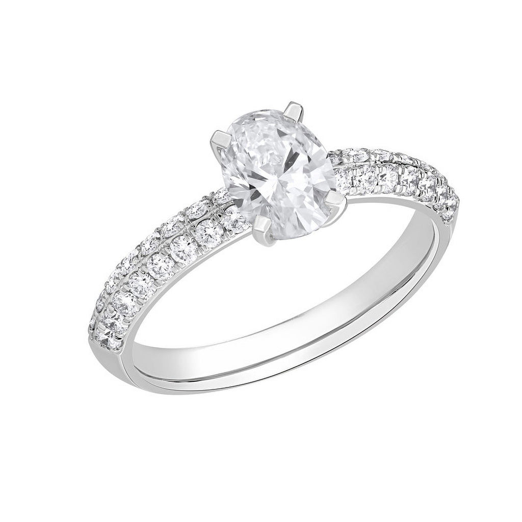 Oval Cut Lab Created Diamond Solitaire Halo Ring in 14K Solid White Gold Y6711