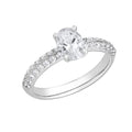 Oval Cut Lab Created Diamond Solitaire Halo Ring in 14K Solid White Gold Y6711
