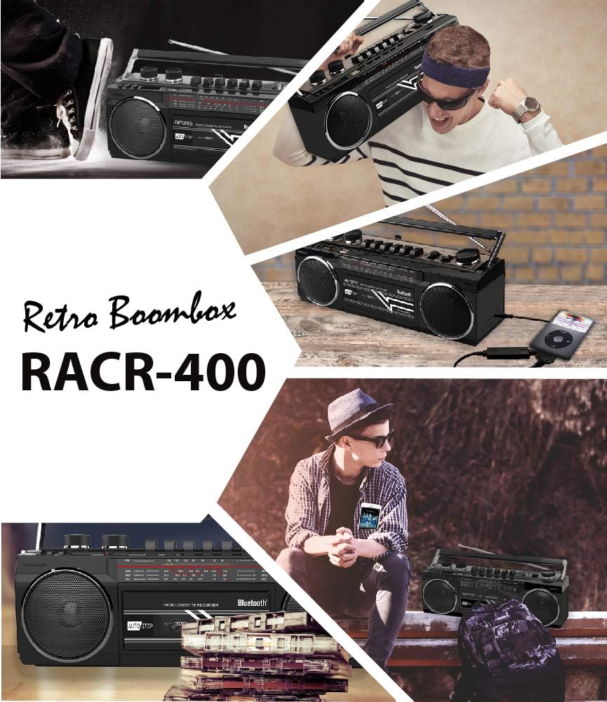 Black Pack of 2 Cassette Boombox with Radio X32759