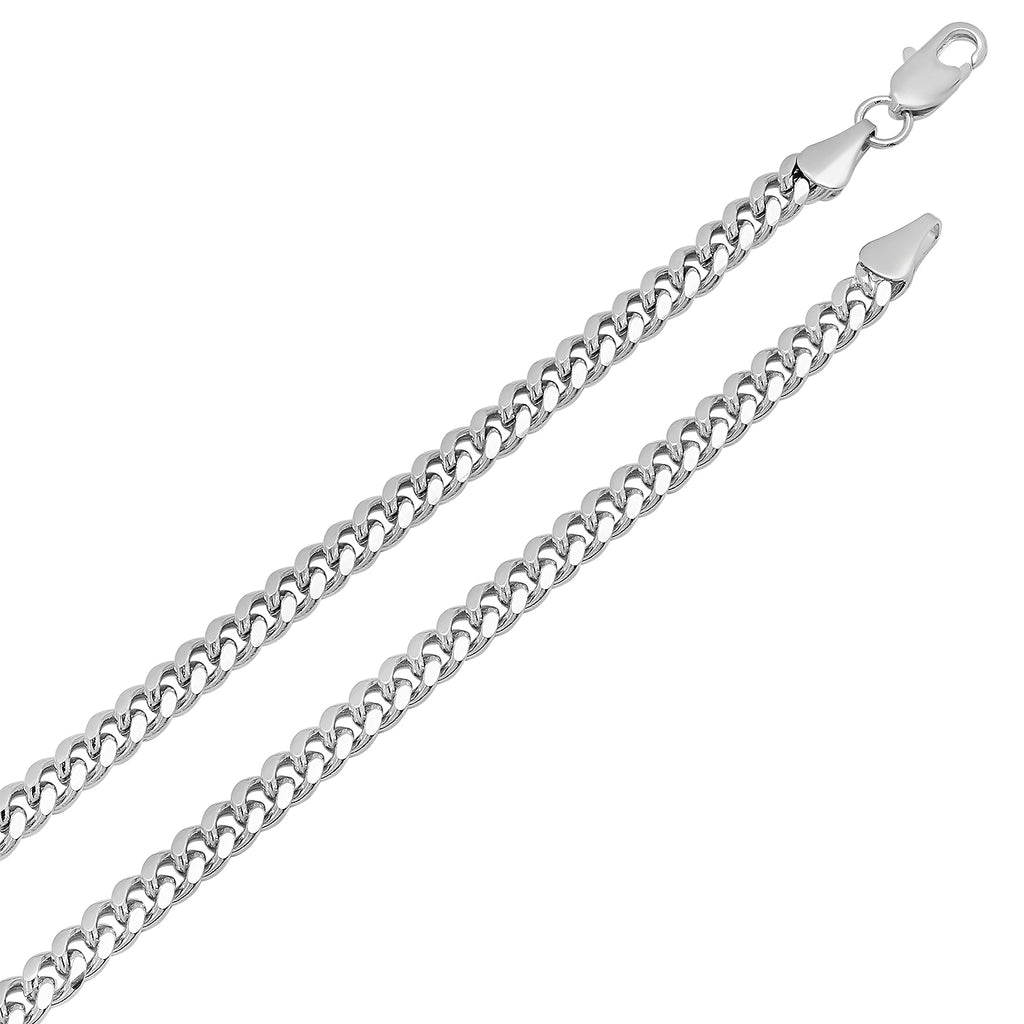 Rhodium Plated Flat Beveled Curb Choker Chain Necklace, 16 inches Y975