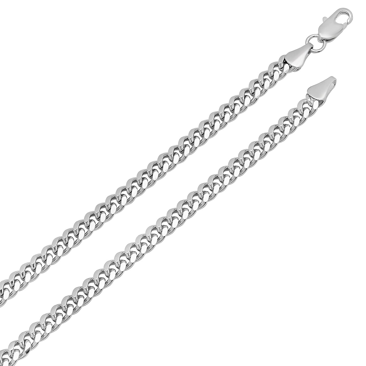 Rhodium Plated Flat Beveled Curb Choker Chain Necklace, 16 inches Y975