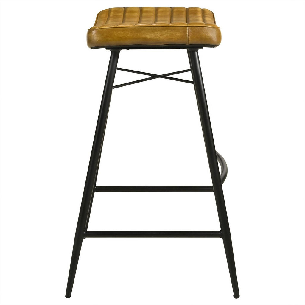 Antique Camel/Black Leather Bar Stool Y573
