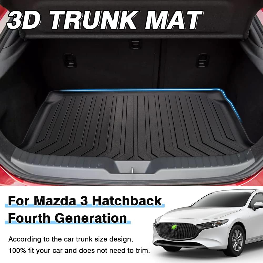 Custom Fit Cargo Liner Trunk Mat for Mazda 3 Hatchback, All Weather, Pack of 2 I55839