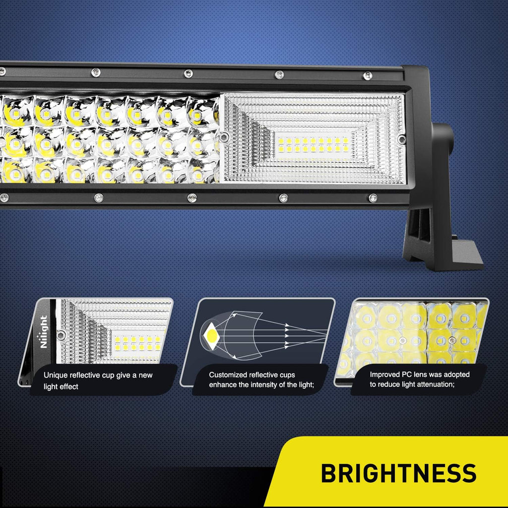 LED Light Bar 42Inch 648W Triple Row Flood Spot Combo 43000LM Driving Lights Z4930