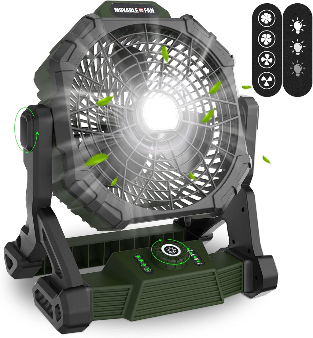 Rechargeable 14inch Camping Fan with LED Lantern Y2576