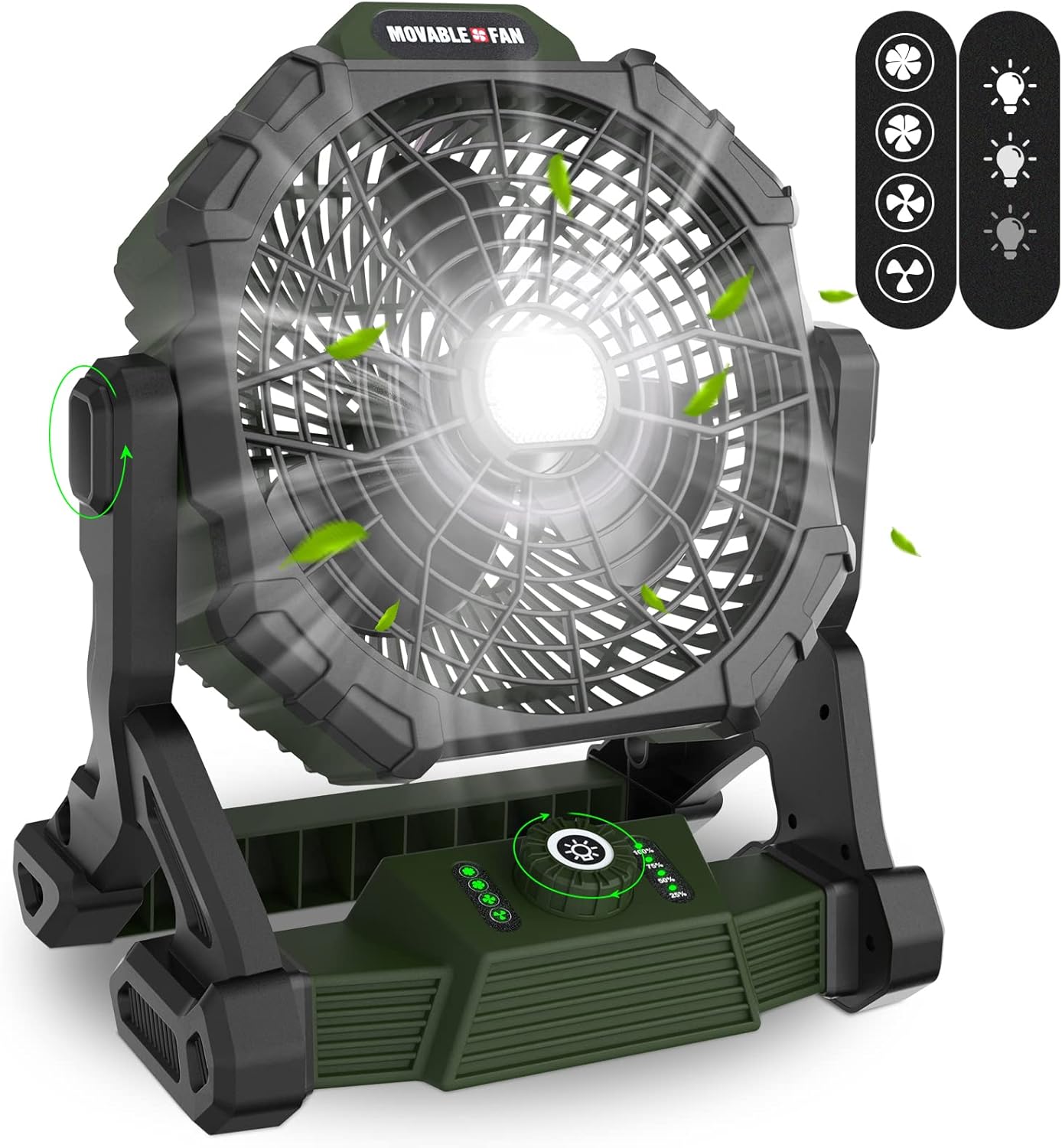 Rechargeable 14inch Camping Fan with LED Lantern Y2576
