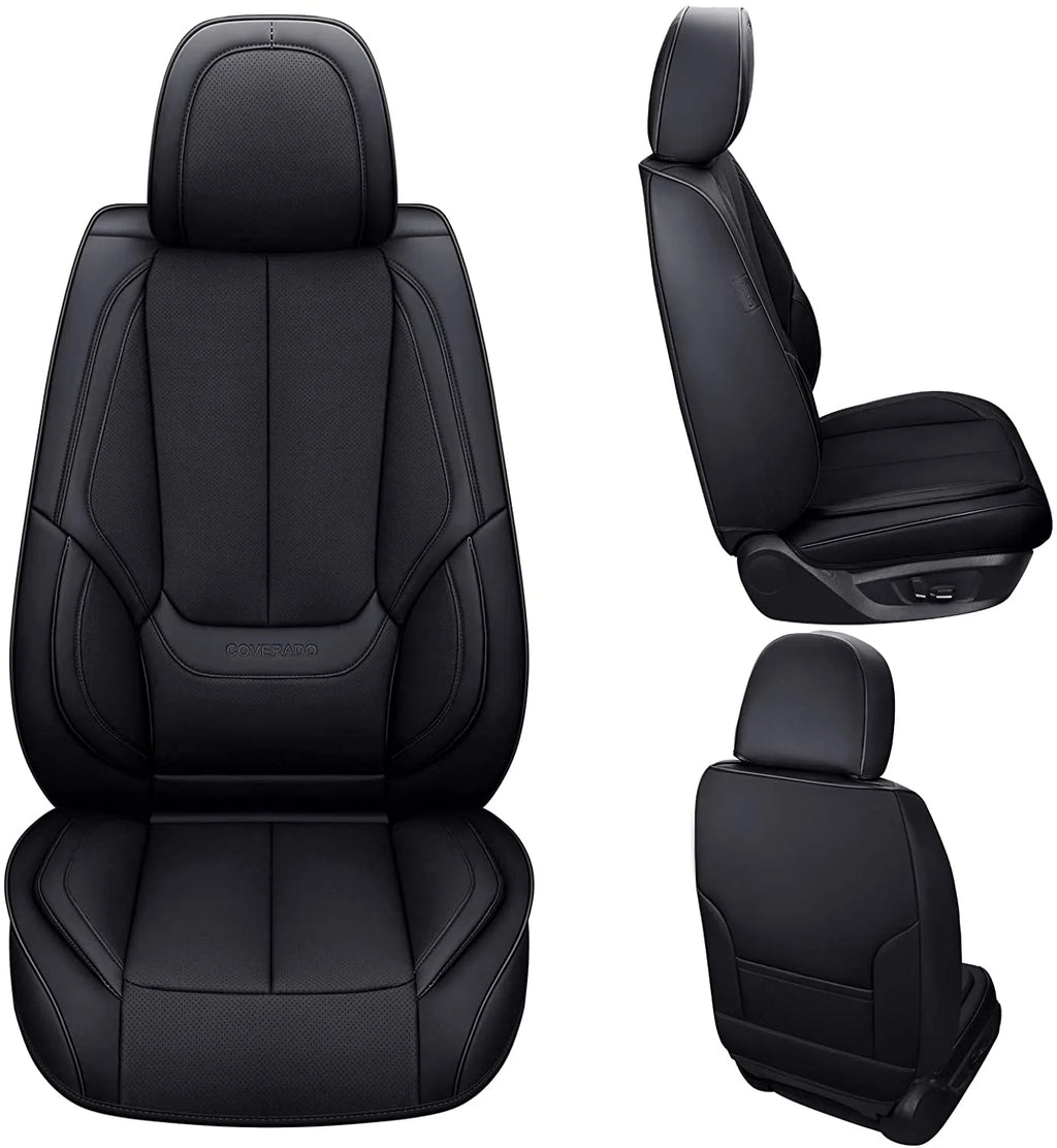 Black Waterproof Leather 6 Pieces Auto Seat Protectors A837843