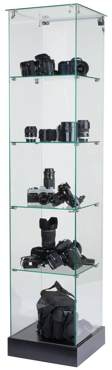 15x22 Glass Display Case with 4 Fixed-Height Shelves O2925