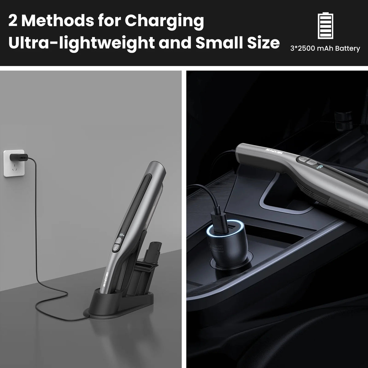 Handheld Vacuum Cleaner Cordless 18000PA 7500mAh Rechargeable Car Vacuum with 2 Suction Modes A534