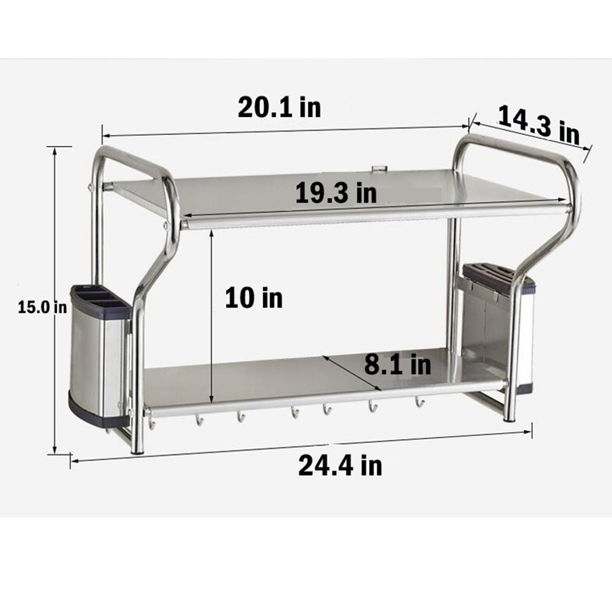 2 Layers Wall Mount Storage Shelf Microwave Oven Holder Stainless Steel H561015