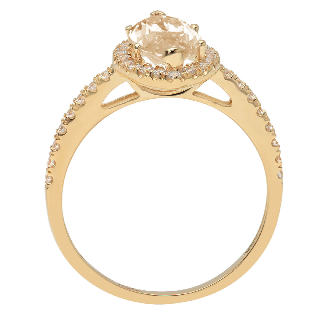 18k Yellow Gold Marquise Cut Morganite Halo Ring Z545561