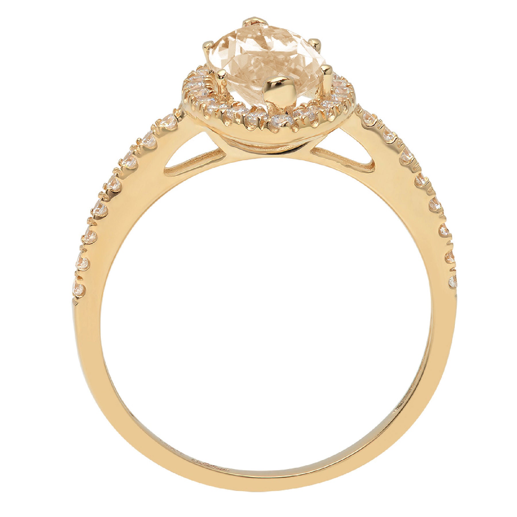 18k Yellow Gold Marquise Cut Morganite Halo Ring Z545561