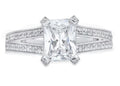 18K White Gold Emerald Cut Diamond Engagement Ring size 4 O559
