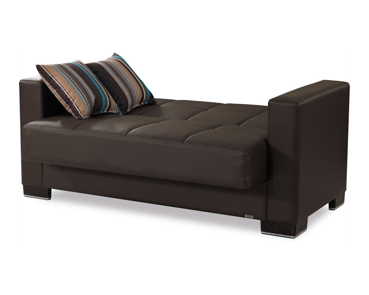 Brown PU Leatherette Loveseat I697