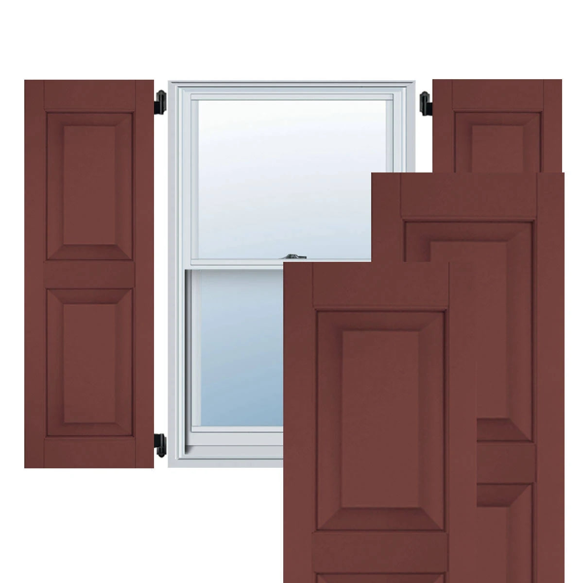 18 in. x 36 in. Real Wood Raised Panel Shutters Pair F2740