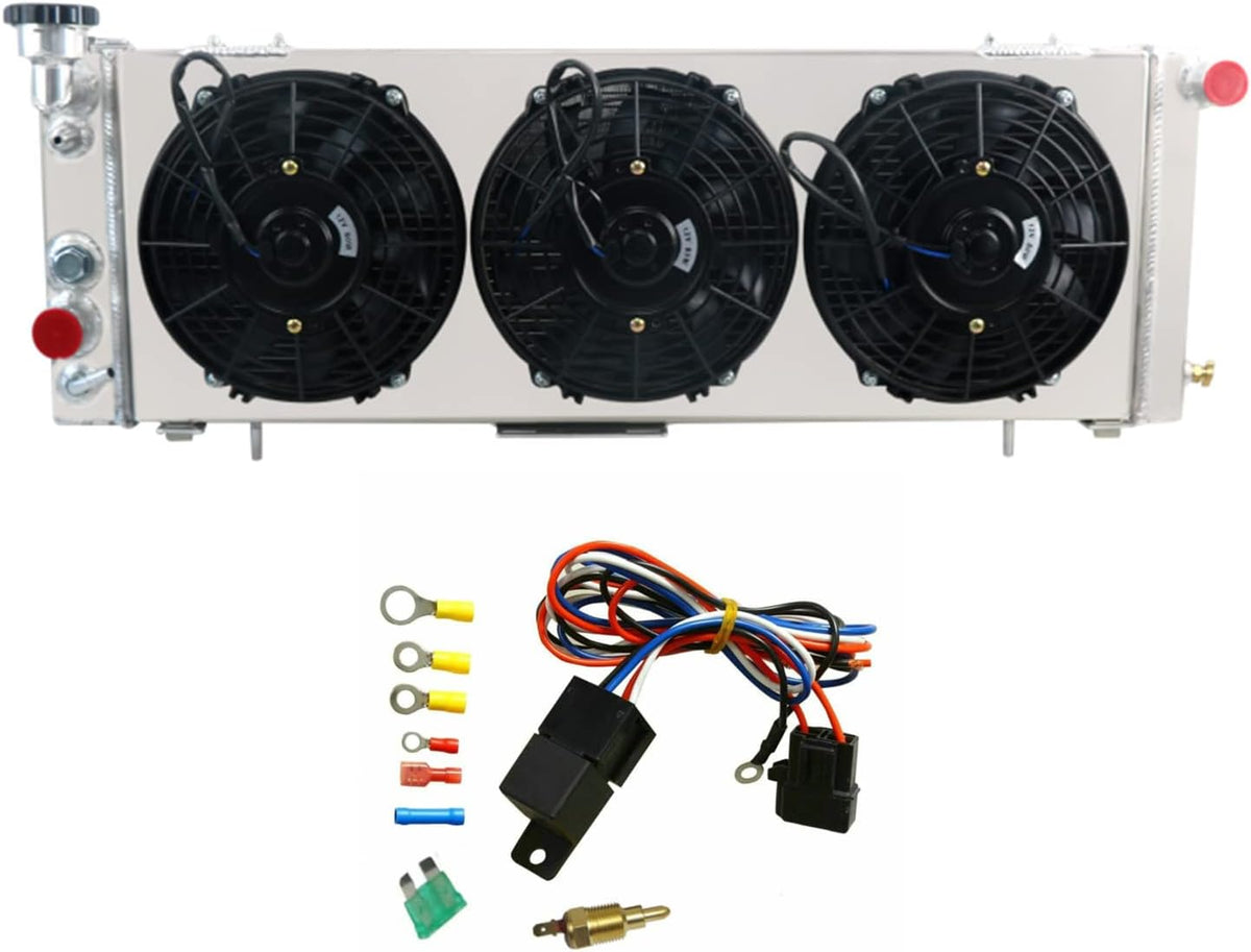 Aluminum 3 Row Core Radiator with Fan w/Shroud & Relay U8764