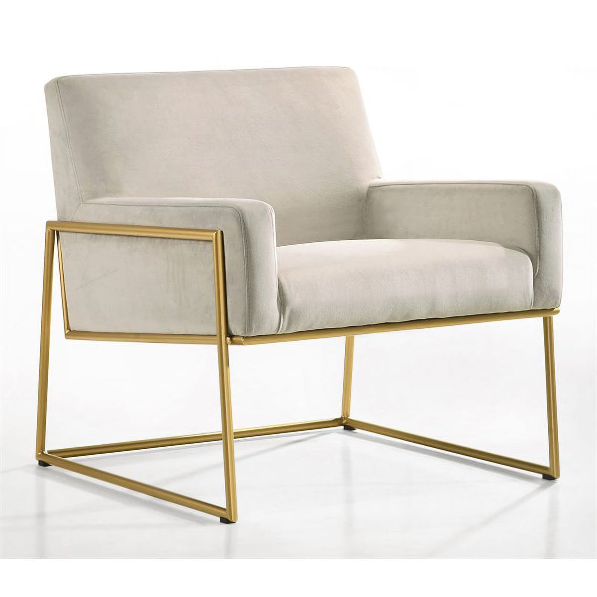 Steel & Velvet Upholstered Lounge Accent Chair in Abalone Gray N762384
