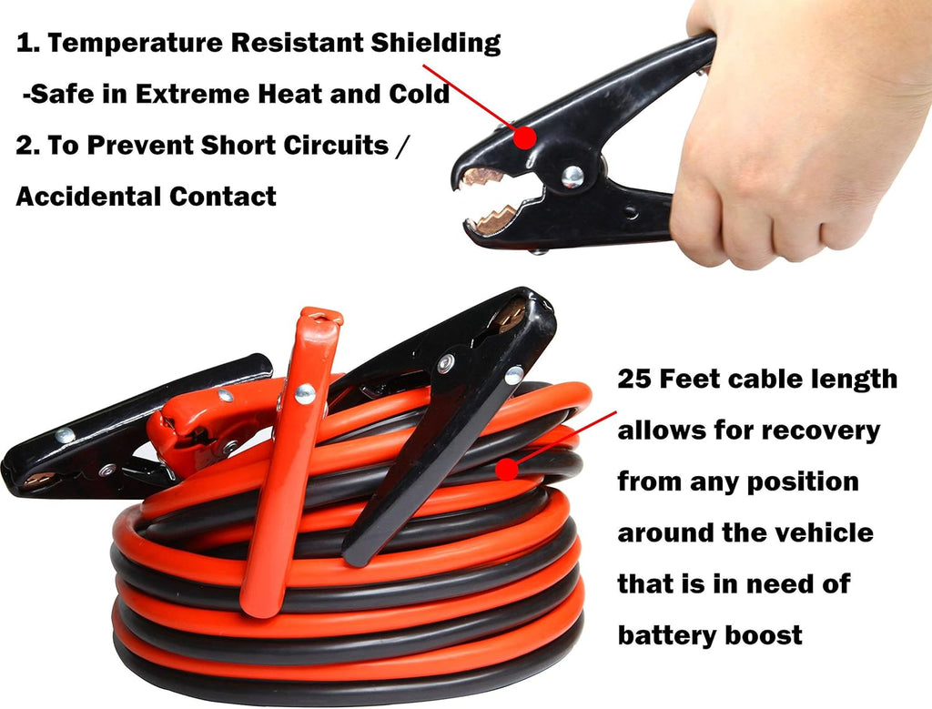 Heavy Duty Booster Jumper Cable 1 Gauge x 25 Ft. x 800A Pack of 2 Z458301