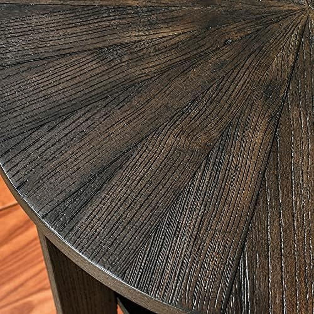 Round End Table Solid Wood 2-Tier Rustic Brown D2272