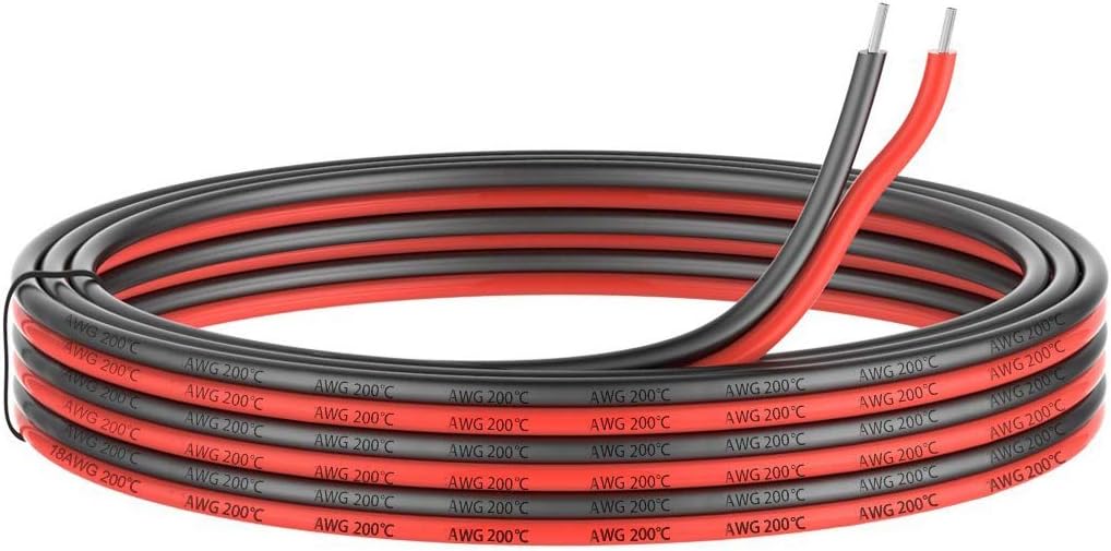 8 Gauge Silicone 2 Conductor Parallel Cable, 33ft, Red Black J408019