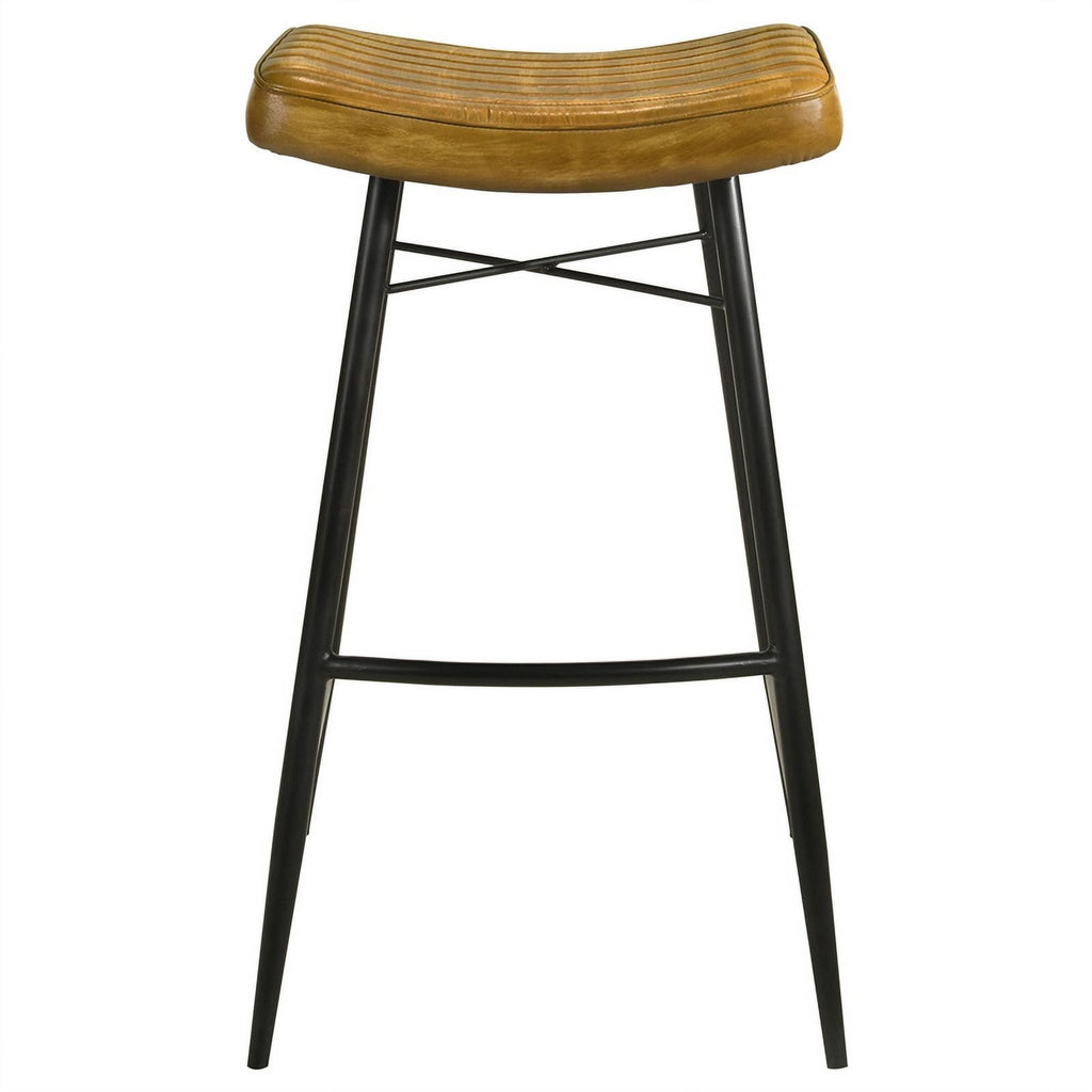 Antique Camel/Black Leather Bar Stool Y573