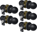 [5 Pack] Non Locking Ball Door Knob Set with Latch Plate, All Metal, Satin Nickel Finish N13965
