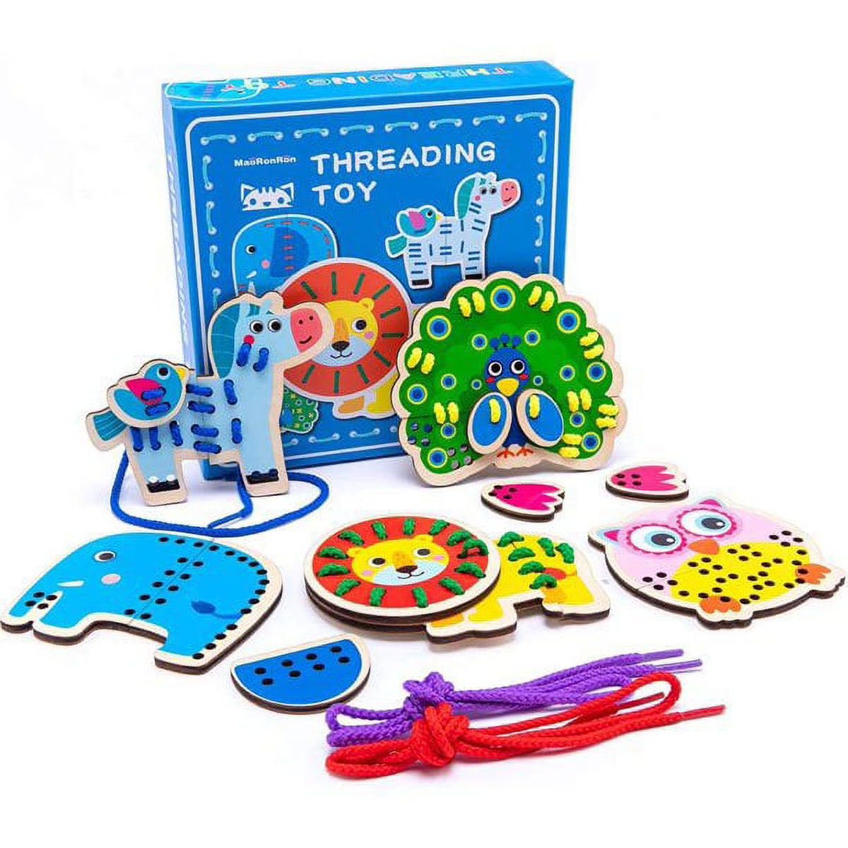 5 Pack Wooden Lacing Cards Montessori Sewing Toys L272