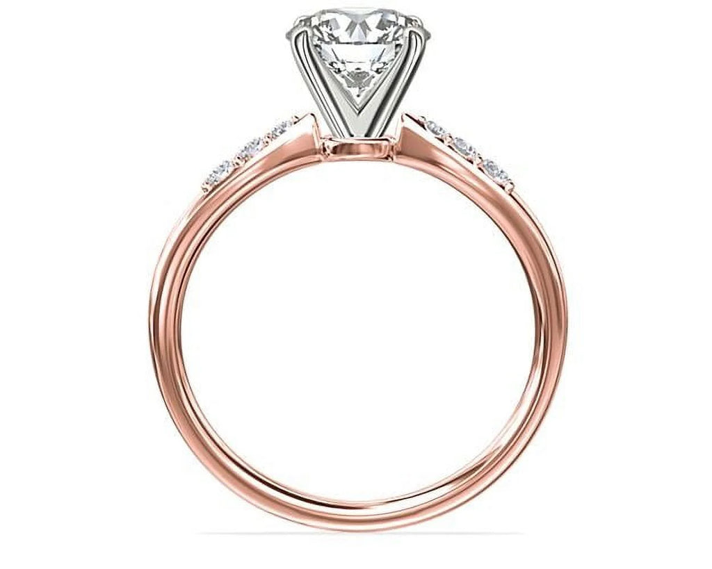 14K Rose Gold Solitaire Diamond Ring Y3729