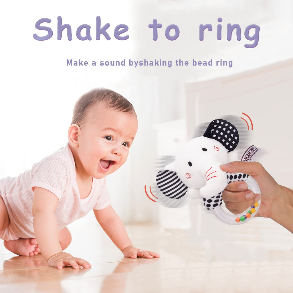 Baby Soft Rattles Teether Plush Rings for Infants U9958