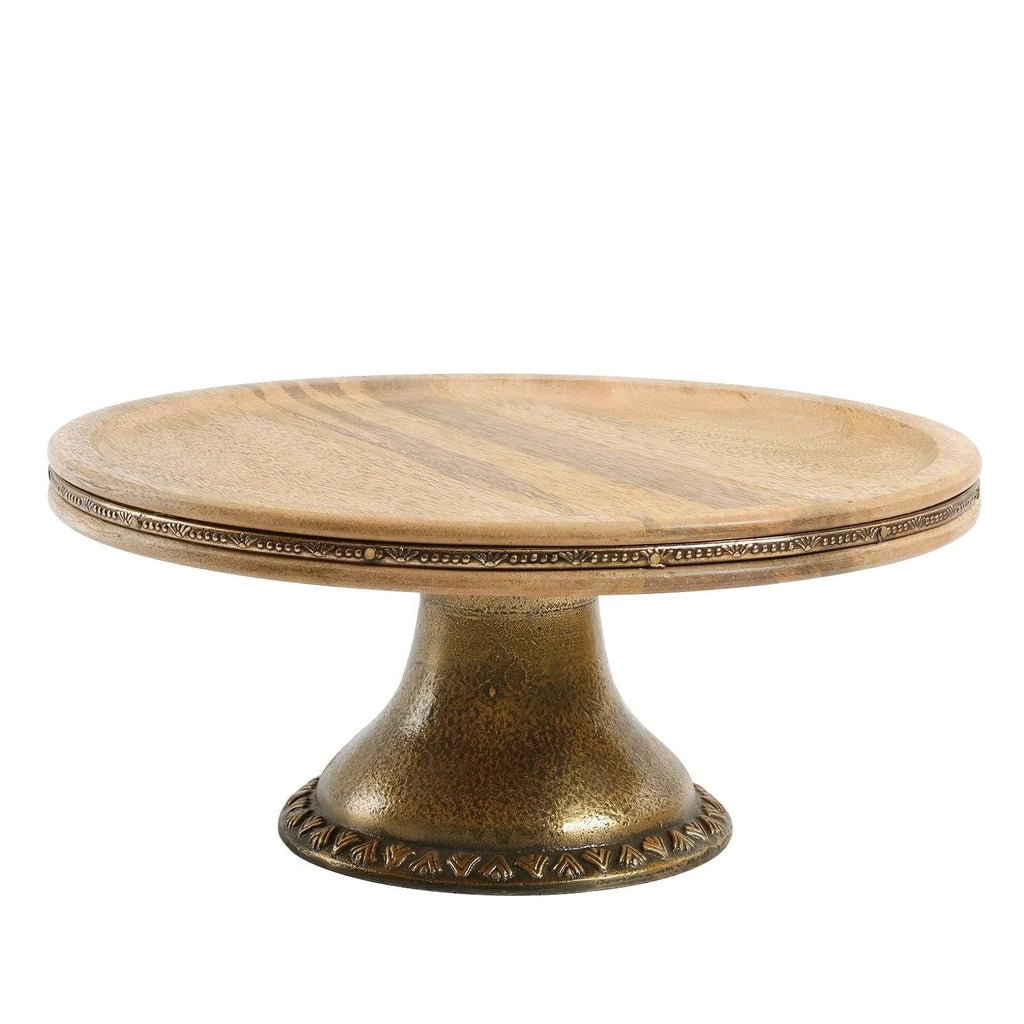 Brown Wood Pedestal Cake Stand Server P321707