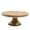 Brown Wood Pedestal Cake Stand Server P321707