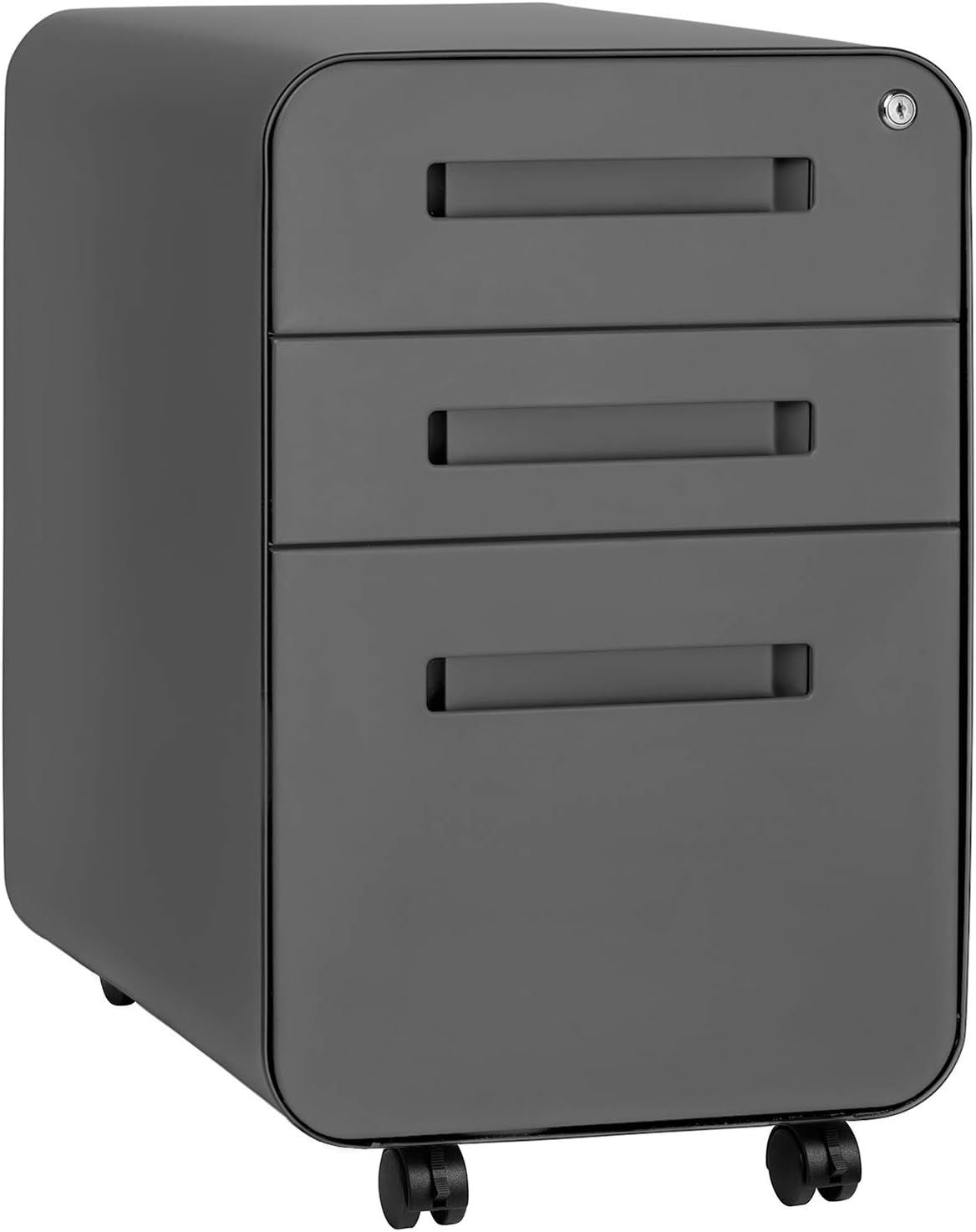 3-Drawer Mobile File Cabinet, Dark Grey V152