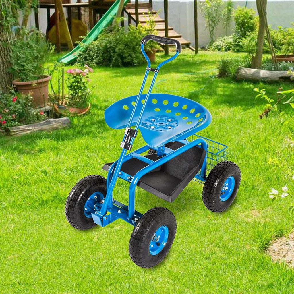 Heavy Duty Rolling Garden Cart with Extendable Steer Handle B52757