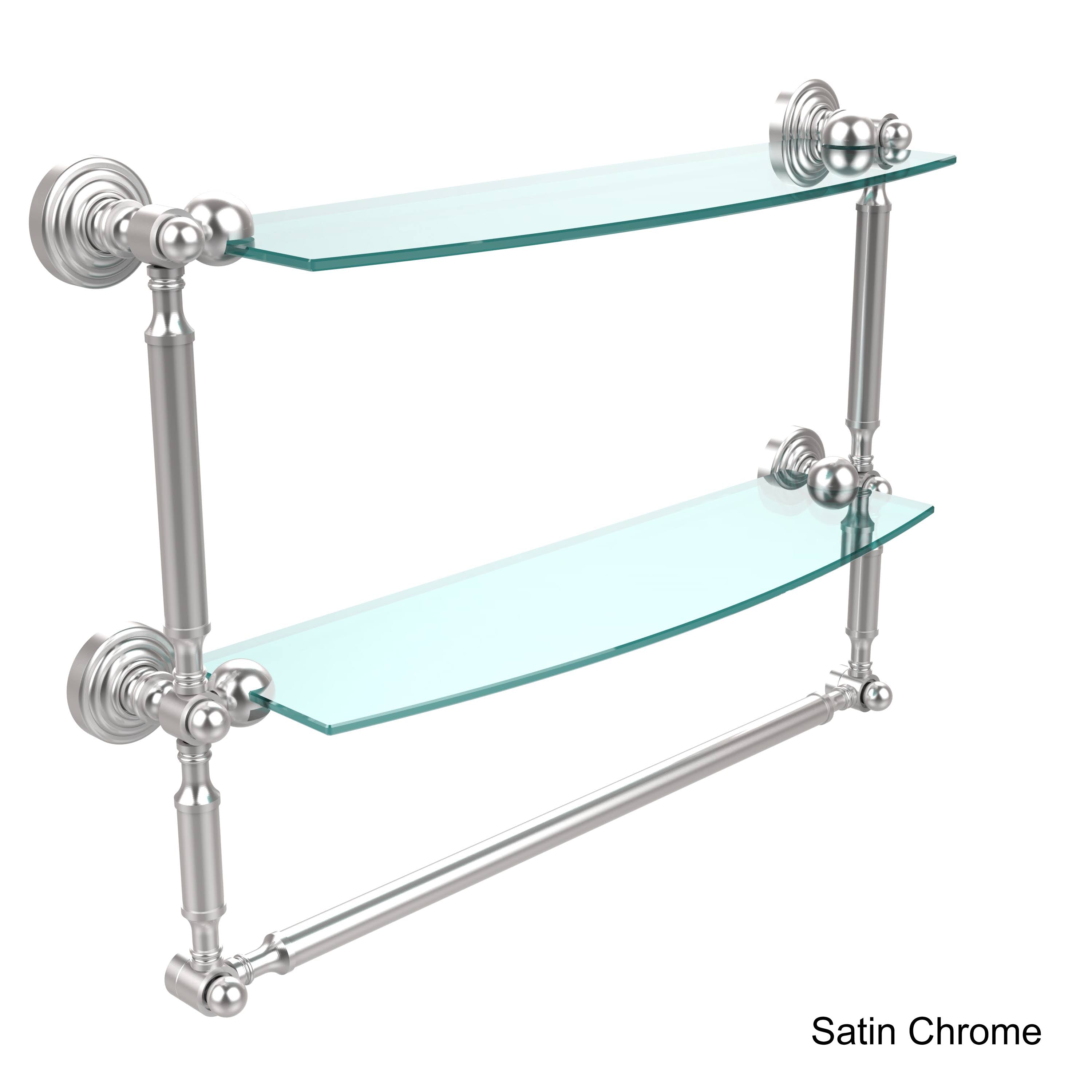 Two Tiered Glass Shelf with Towel Bar - Venetian Bronze - 18 inch U983