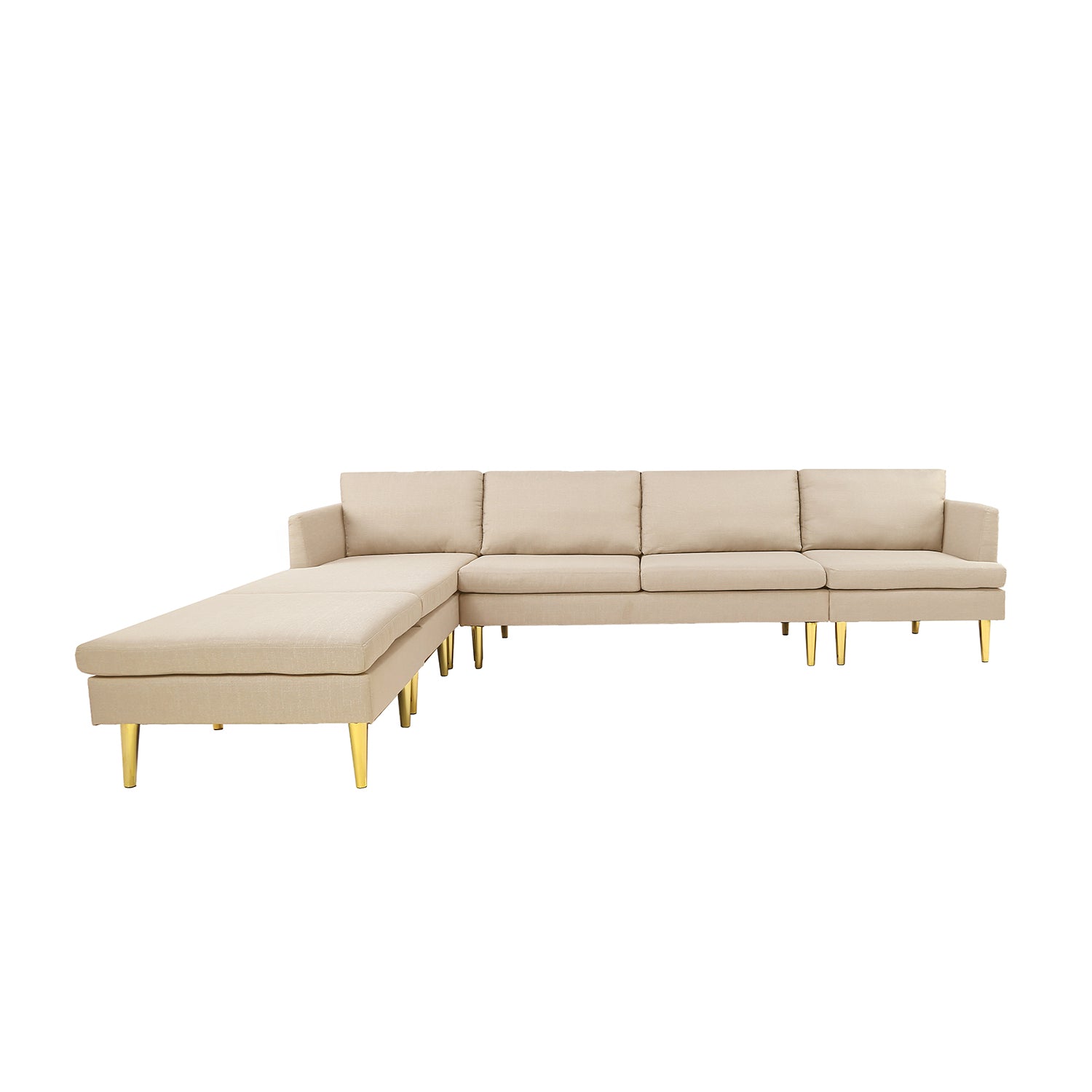 Modern Convertible Polyester Sectional Sofa with Ottoman Q7582