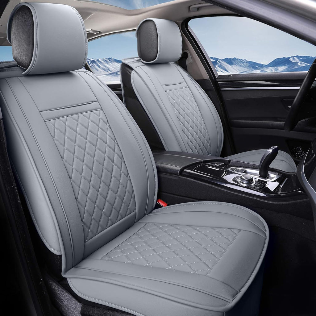 2 Pcs Black with Red Line Waterproof PU Leather Car Seat Cover J8464