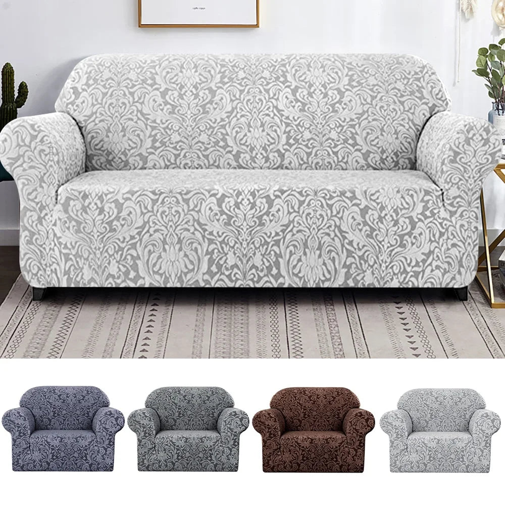 Jacquard Stretch Spandex Floral Pattern Anti-Slip Couch Slipcover V921362