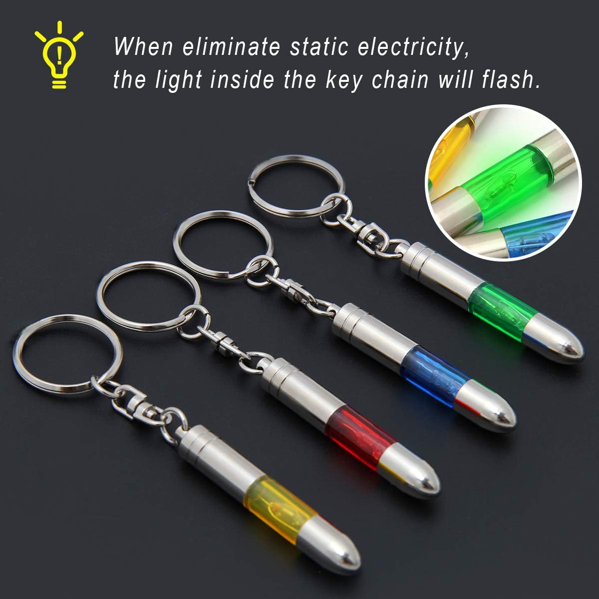 4 Packs Car Static Human Body Static Eliminator Discharger Keychain ESD Tool Sets T4954