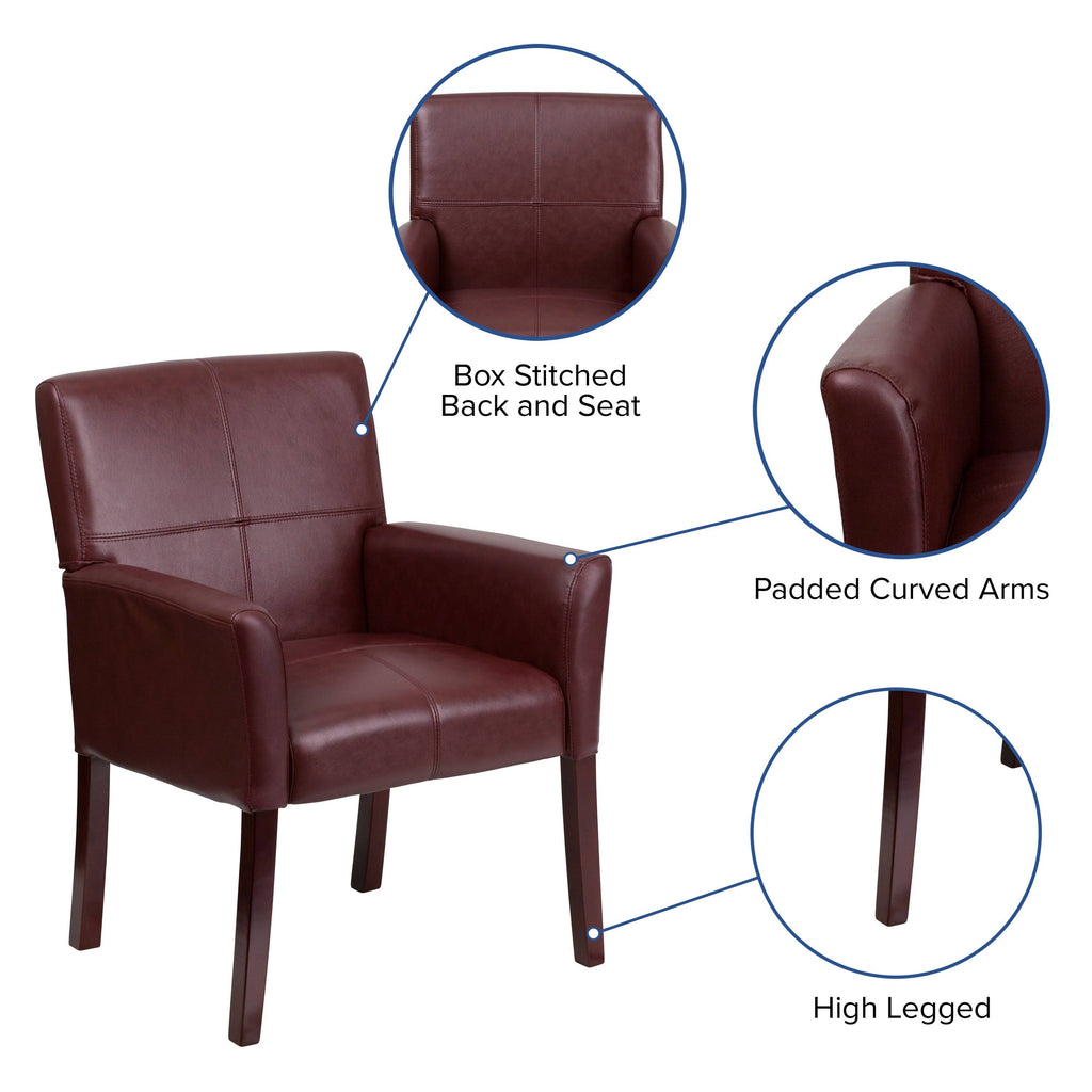 White Executive Side Reception Chair with Mahogany Legs W467145