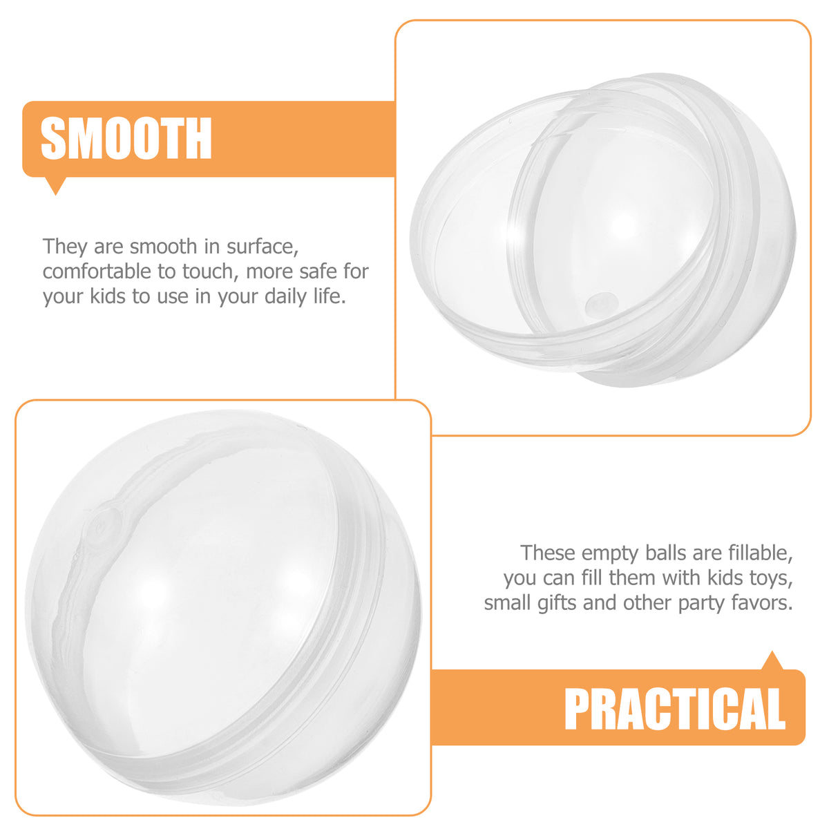 500 pcs Clear Plastic Fillable Balls S306