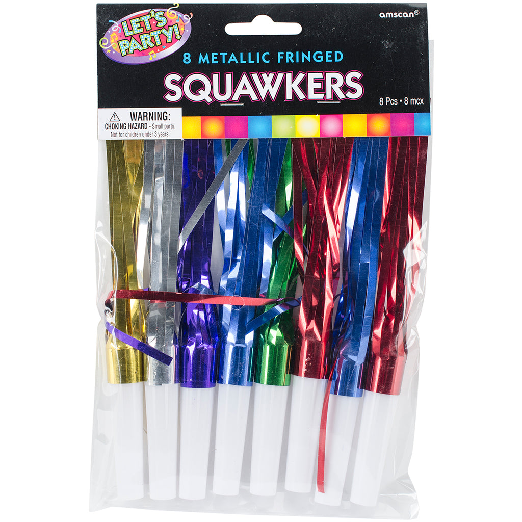 Metallic Fringe Squawkers, 8 Pkg, Assorted Colors F881