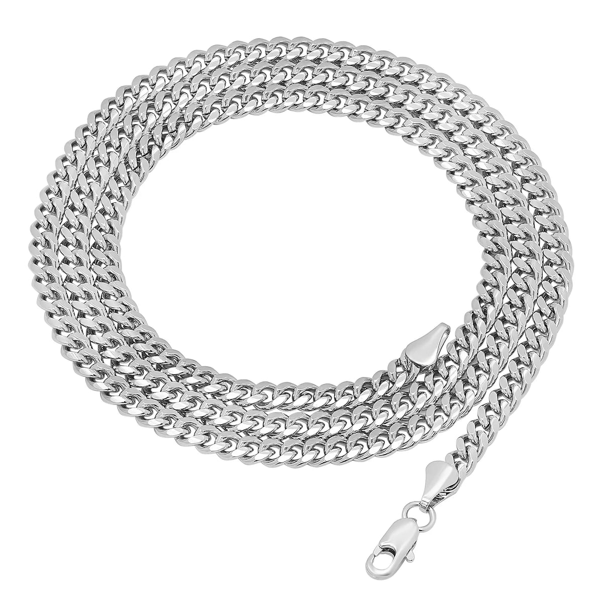Rhodium Plated Flat Beveled Curb Choker Chain Necklace, 16 inches Y975