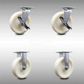 8 inch Stainless Steel Nylon Caster Set with Ball Bearings 2 Brakes 2 Rigid I9560