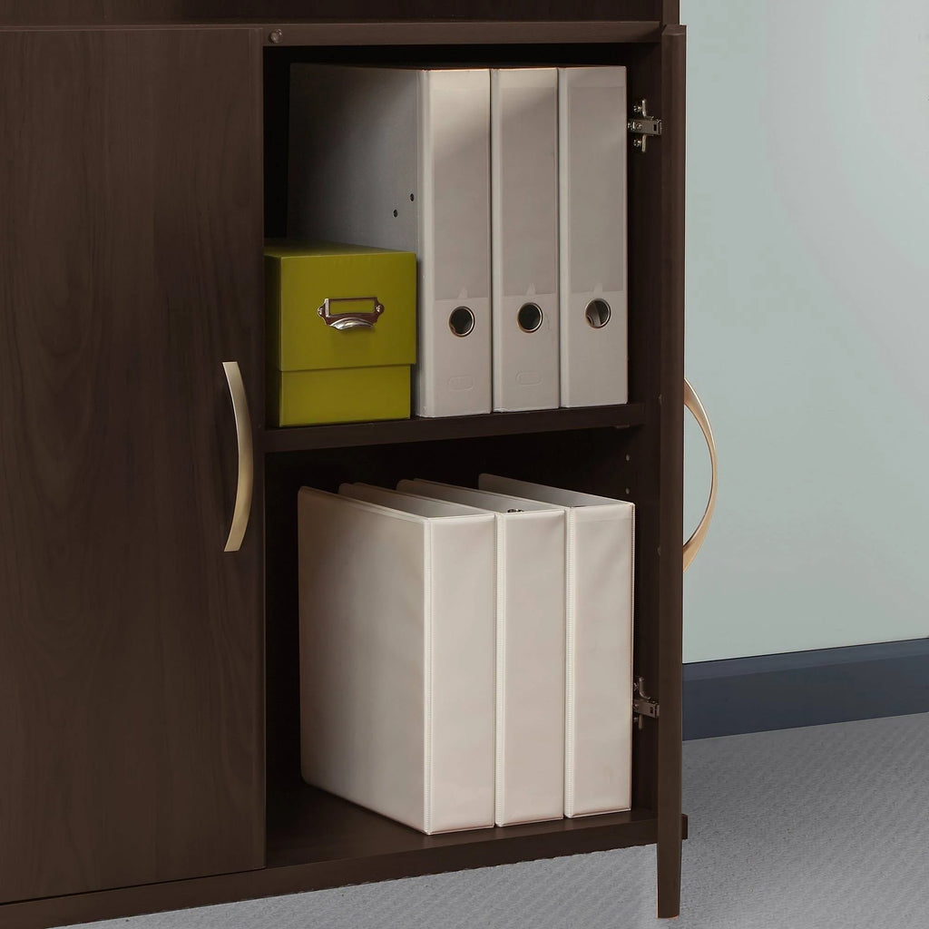 Bookcase with 5 Shelves and 2 Doors, Wood Composite, Storm Gray K256
