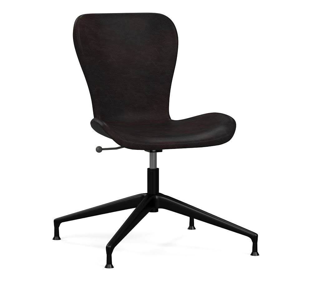 Vintage Midnight Leather Swivel Desk Chair C681