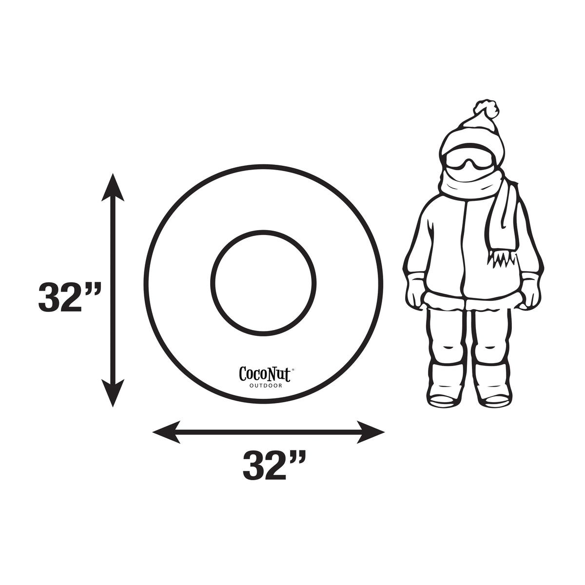 32” Inflatable Penguin Snow Ring Heavy Duty Snow Sled with Sturdy Handles W1281