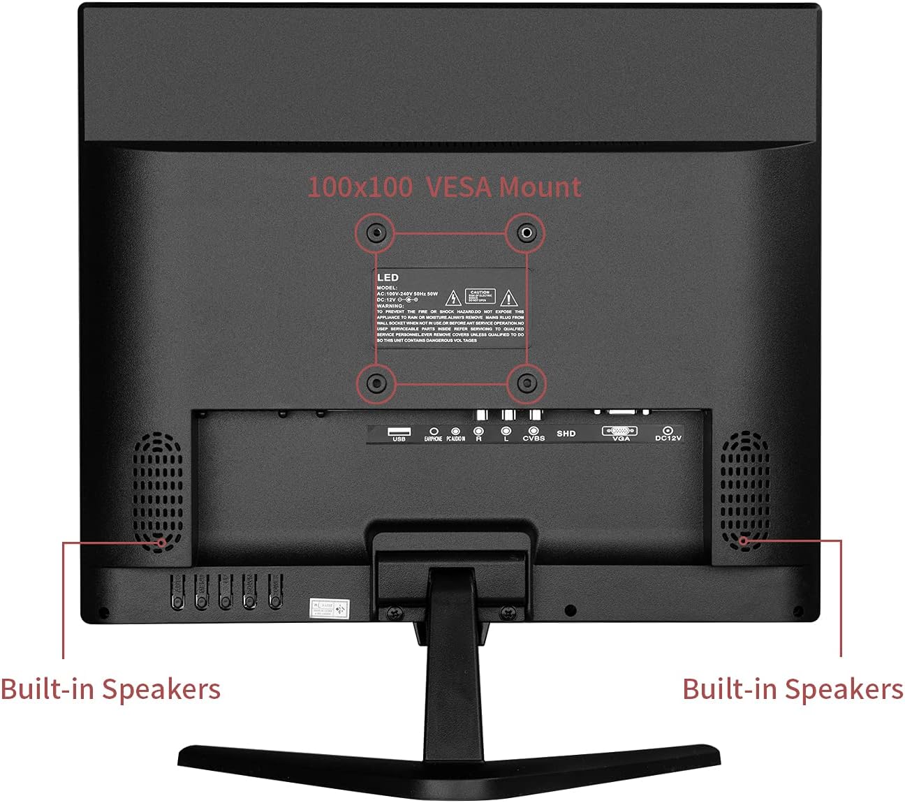 17 inch Security Monitor with HDMI Input, Built-in Speaker, Remote Control E870