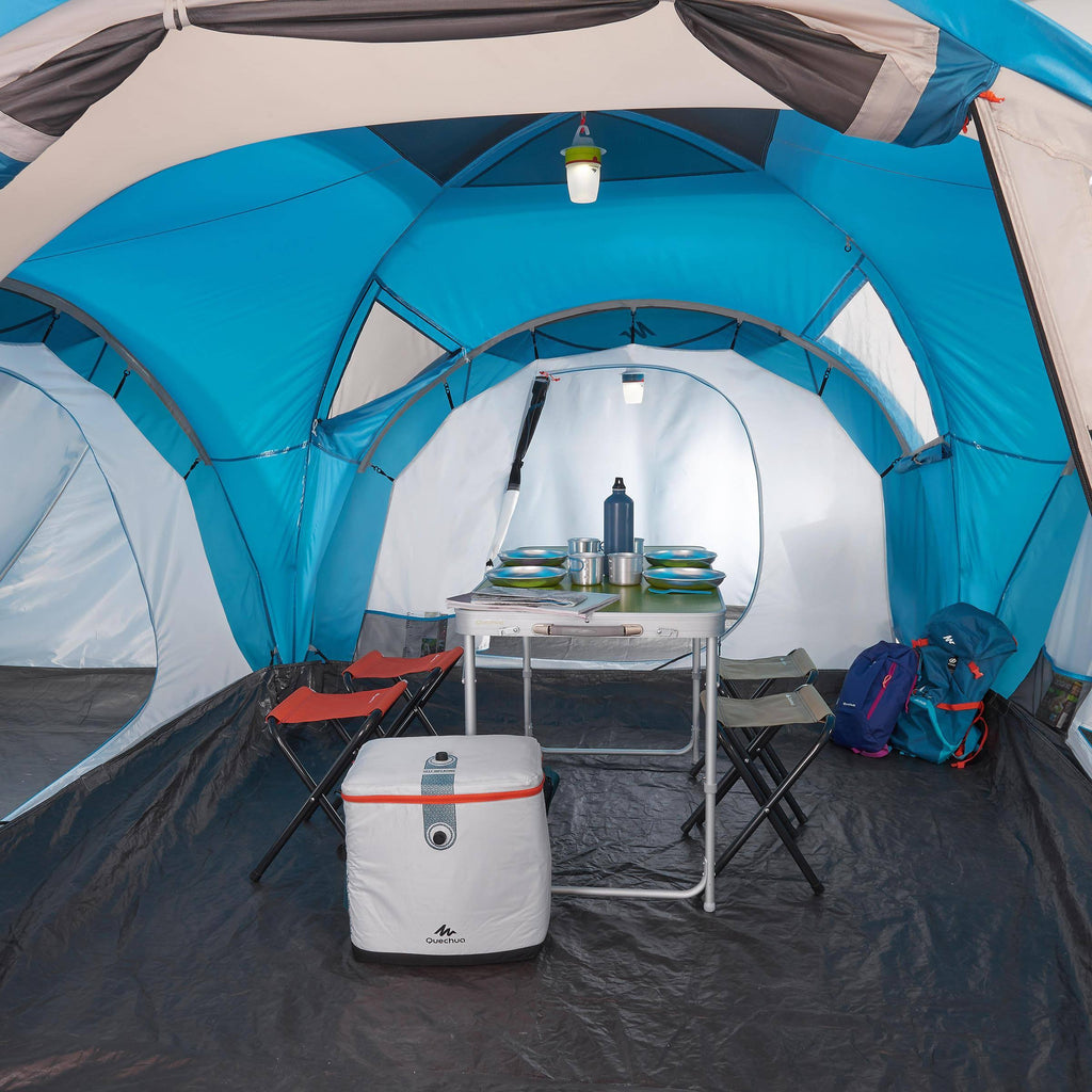 6 Persons 3 Rooms Arched Camping Tent in Blue K82643